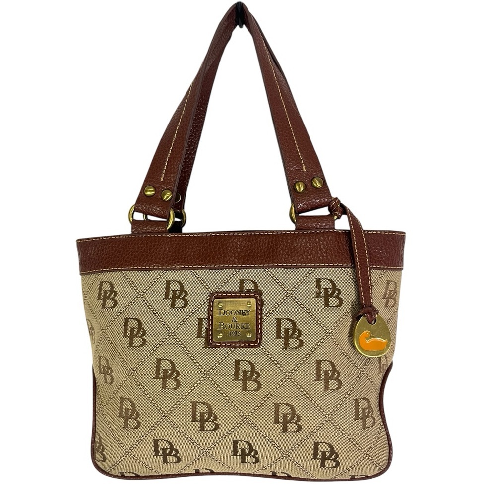 Dooney & Bourke Monogram Tan/Brown Footed Shoulder Bag Satchel